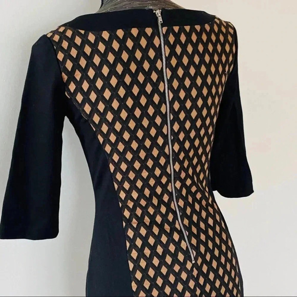 Le Chateau Midi Dress Black Tan Stretchable size Small - Picture 3 of 6